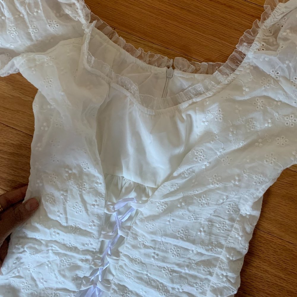 White Broderie Milkmaid Dress